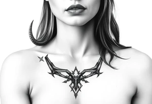 Feminine Tattoo with horns just barley touching collarbone tattoo idea