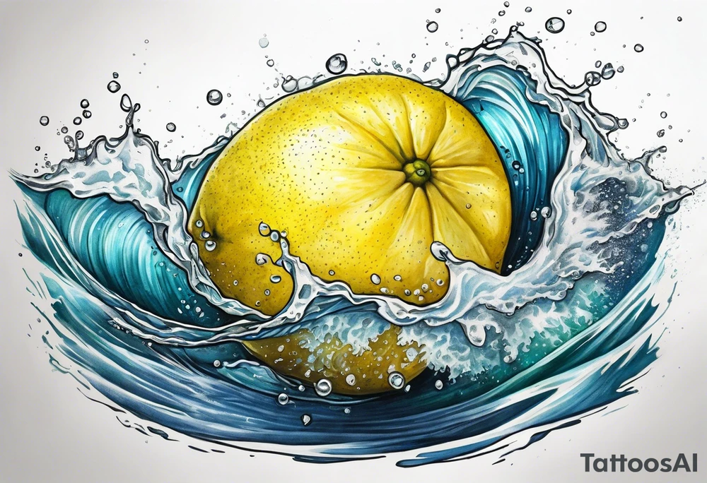 A lemon floats on the ocean tattoo idea