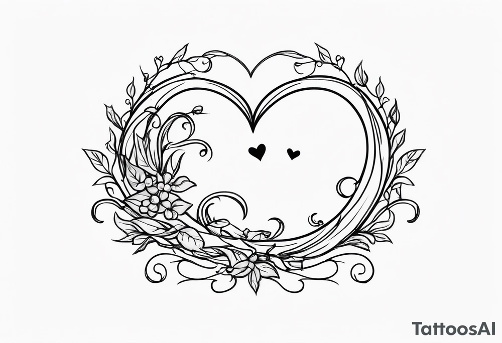 Crescent moon with a love heart inside with vines creeping down it tattoo idea