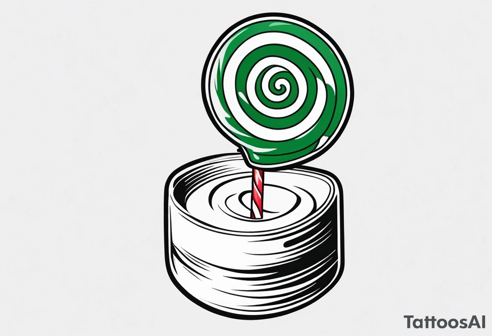 small tattoo of a green swirl peppermint candy in the wrapper tattoo idea