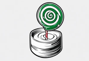 small tattoo of a green swirl peppermint candy in the wrapper tattoo idea