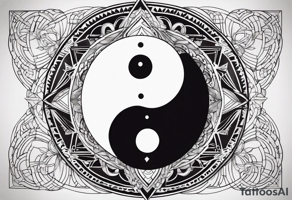 Yin yang symbol with sacred geometry patterns around the symbol tattoo idea Yin yang symbol with sacred geometry patterns around the symbol tattoo idea