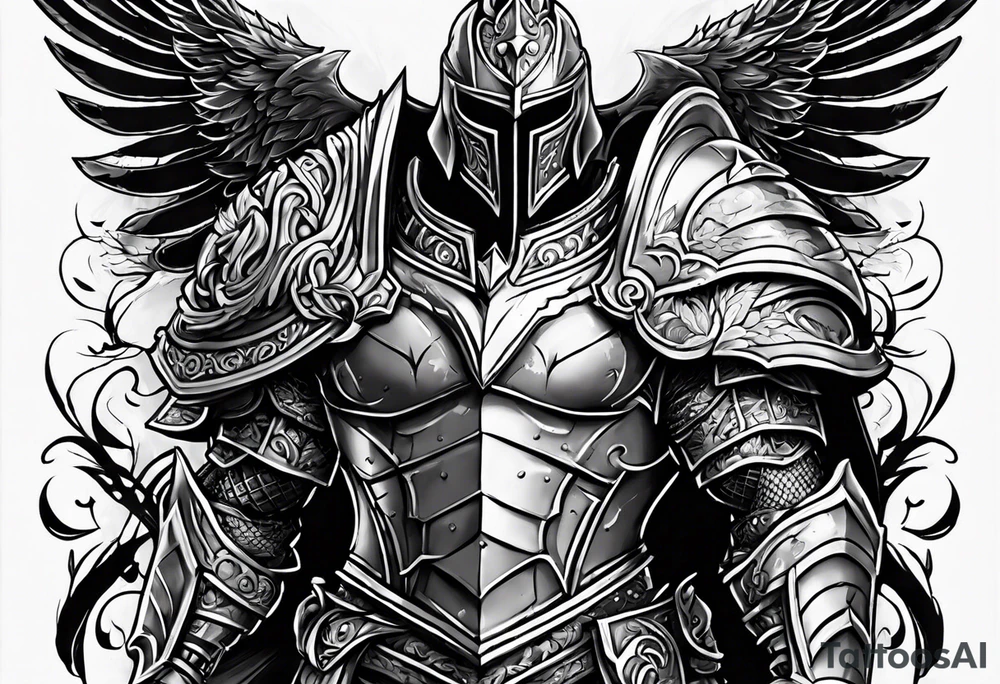 Armor for upper arm and chest tattoo idea