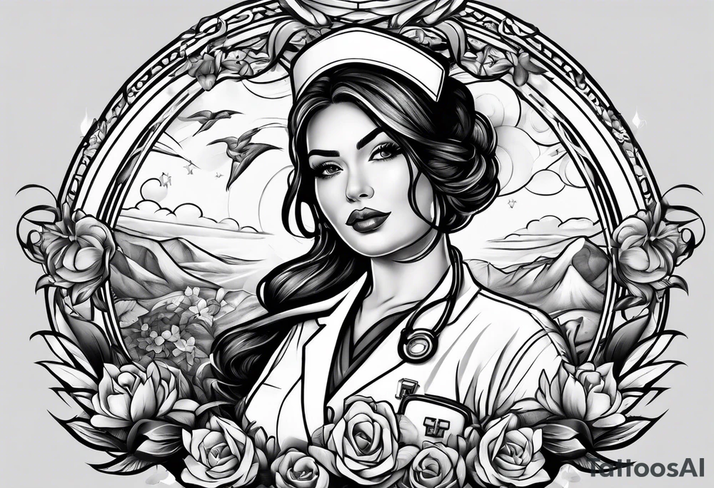 Nurse using protection against Covid tattoo idea