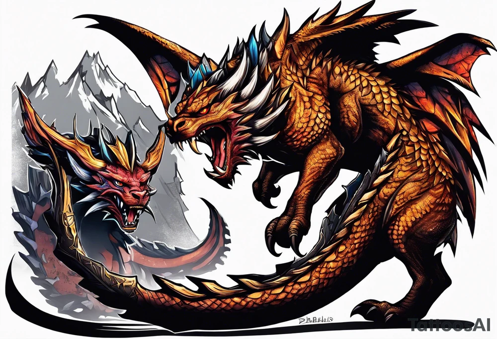 Monster hunter diablos tattoo tattoo idea