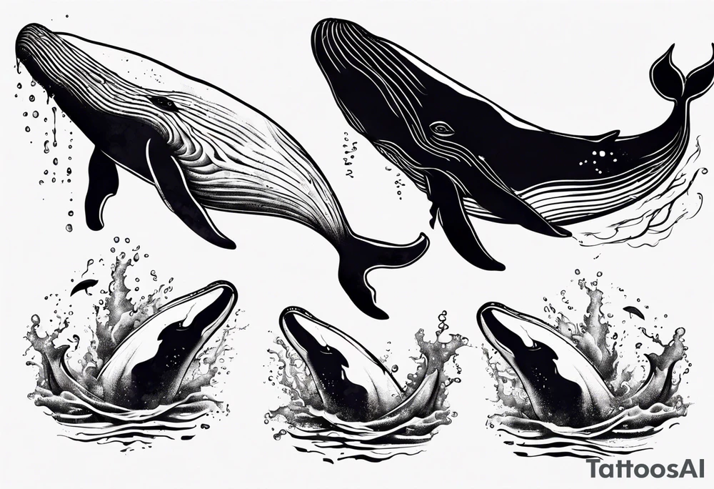 Whale with water splash tattoo idea