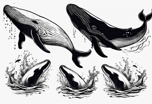 Whale with water splash tattoo idea