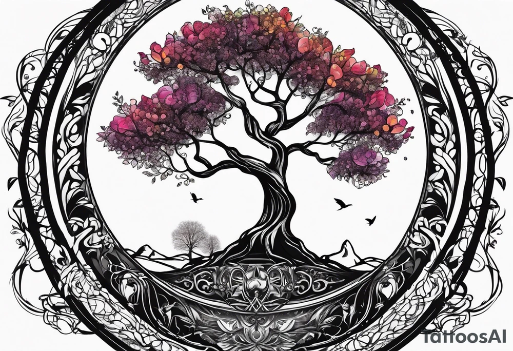 single tree of life season tattoo idea