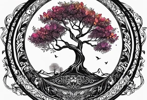 single tree of life season tattoo idea