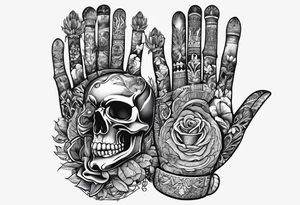 Skeleton hand with words engraved tattoo idea