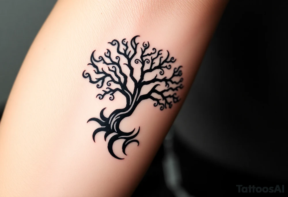 Swirling 
Tree moving in a spiral direction tattoo idea