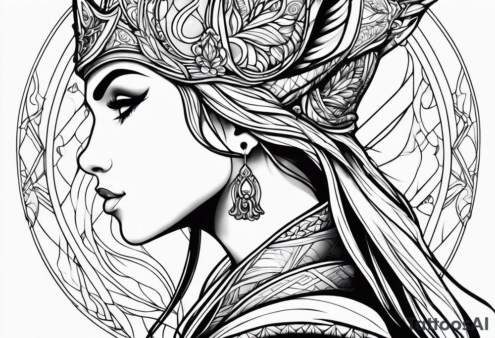 pointed ears elf simple profile tattoo idea