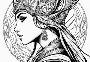 pointed ears elf simple profile tattoo idea