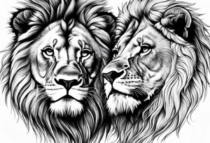 lion and lioness kissing tattoo idea