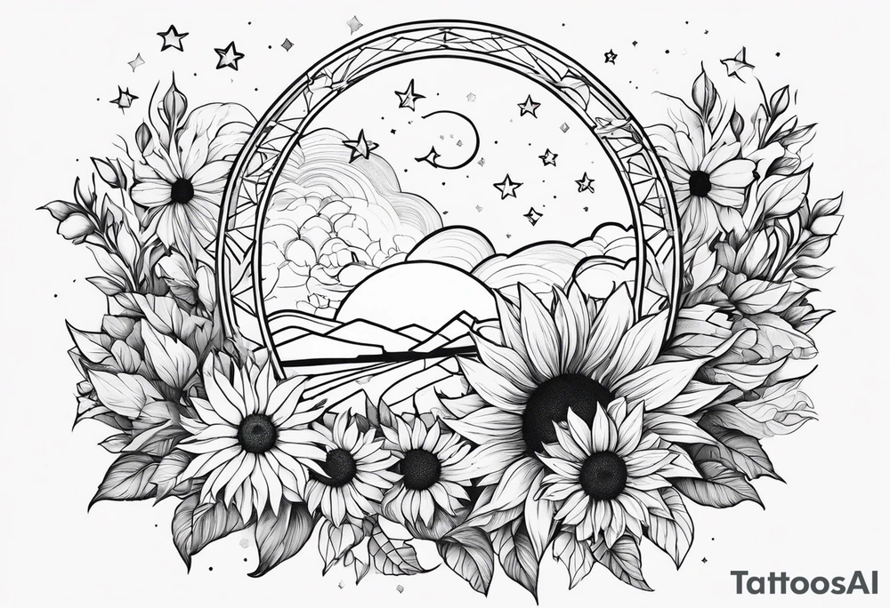 I’m a Capricorn I love sunflowers, stars and set sunsets I also think a Cassiopeia consultation  is tired to me name starts with a W I have 3 kids 1 boy and 2 girls for my  fore arm tattoo idea
