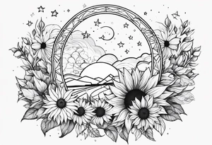 I’m a Capricorn I love sunflowers, stars and set sunsets I also think a Cassiopeia consultation  is tired to me name starts with a W I have 3 kids 1 boy and 2 girls for my  fore arm tattoo idea
