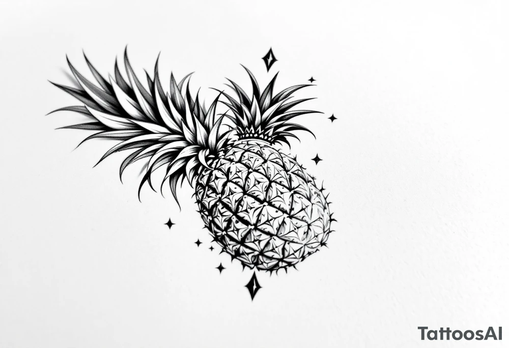 pineapple with diamonds and magestic, crown, vagina, anus, pubic tattoo idea