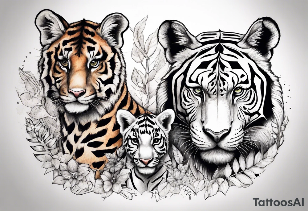Stuffed animals tiger and giraffe tattoo idea