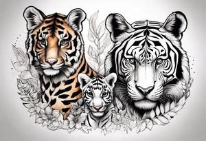 Stuffed animals tiger and giraffe tattoo idea