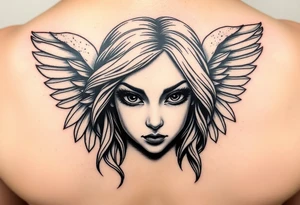 beauty angel girl face tattoo idea