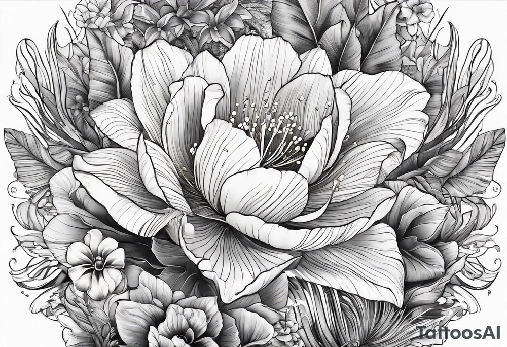 sea,, night, flower, palm, tattoo idea