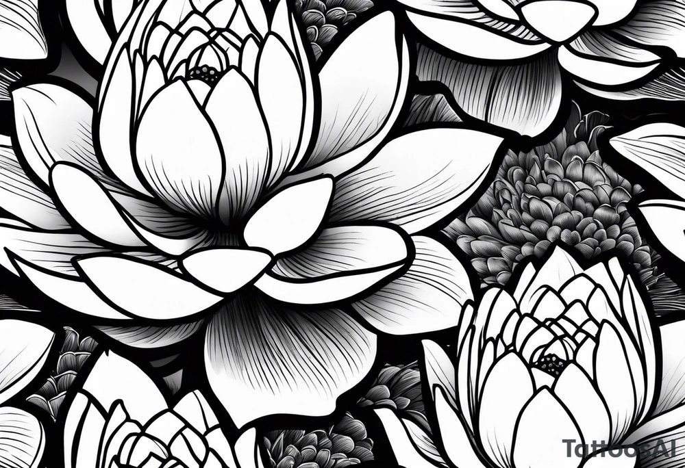 Violets, water lily tattoo idea