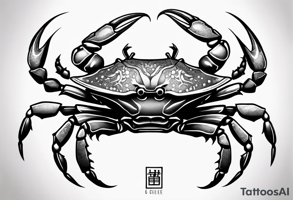 Crab con numero 69 nelle chele tattoo idea