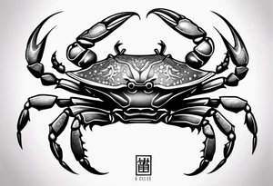 Crab con numero 69 nelle chele tattoo idea