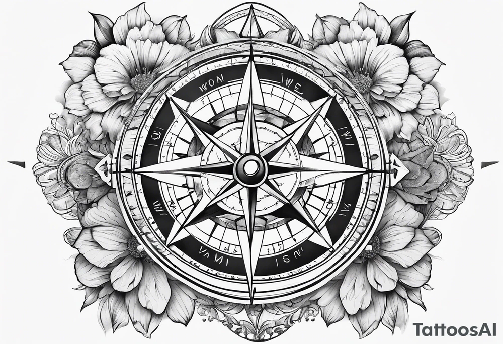 Compass , flower, sea tattoo idea