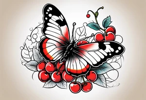 butter fly and two cherry tattoo idea