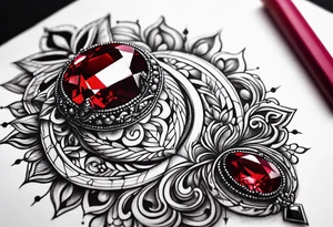 Ruby red small jewel tattoo idea