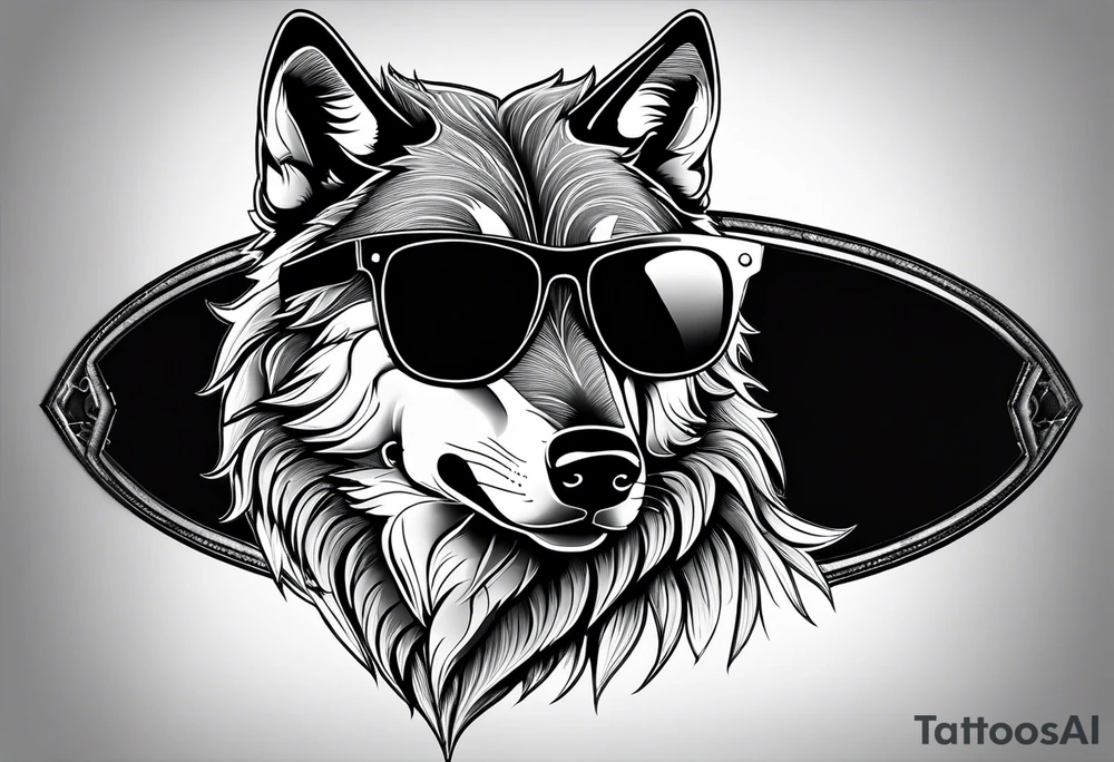 Badass Wolf wearing Sunglasses tattoo idea