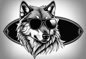 Badass Wolf wearing Sunglasses tattoo idea
