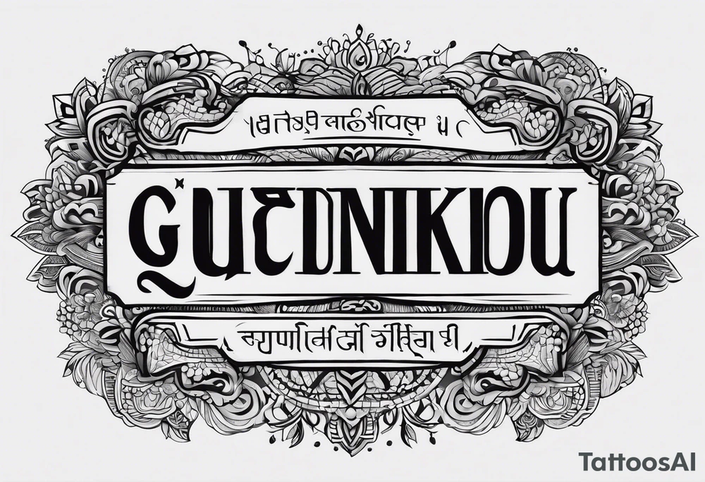 Tattoo ਨਿਰਭਉ ਨਿਰਵੈਰ written in Gurmukhi written text. Less detail tattoo idea