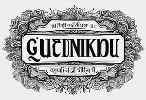 Tattoo ਨਿਰਭਉ ਨਿਰਵੈਰ written in Gurmukhi written text. Less detail tattoo idea