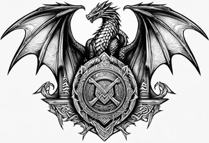 Valhalla sword shield long shipdragon axe Valknut tattoo idea