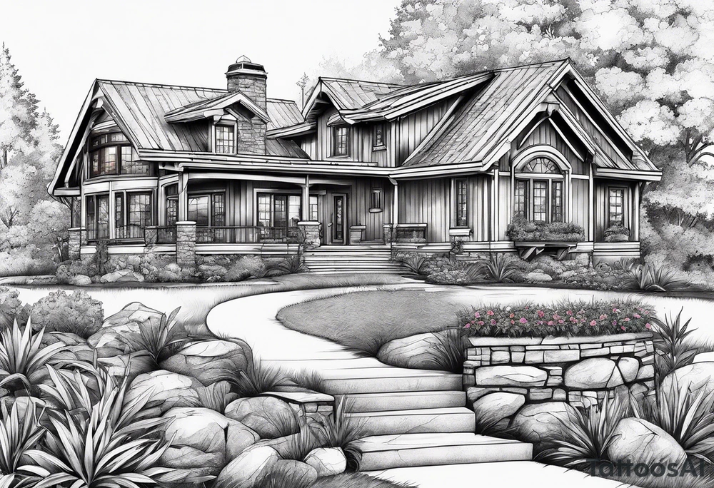 Landscaping with sprinklers tattoo idea