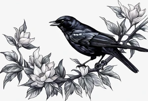 A black only blackbird with no extraneous details. Use the Beatles song blackbird as inspiration. tattoo idea