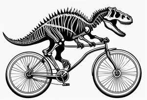 Dinosaur skeleton riding a bicycle tattoo idea