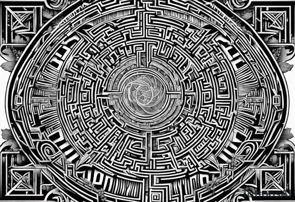 a labyrinth made out of a tree. There is no way to get to the center of the maze. tattoo idea