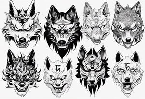 Japanese wolf mask tattoo idea