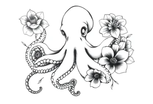 octopus and flowers tattoo idea
