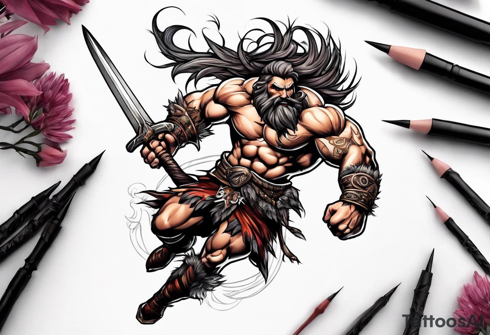 leaping barbarian tattoo idea