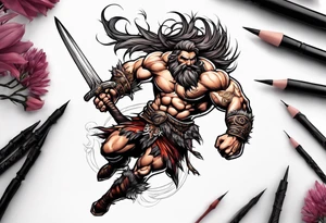 leaping barbarian tattoo idea