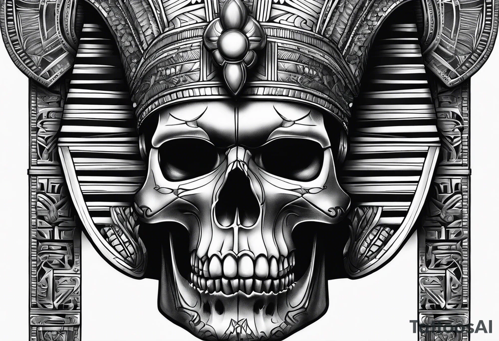 pharaoh skull realistic tattoo idea