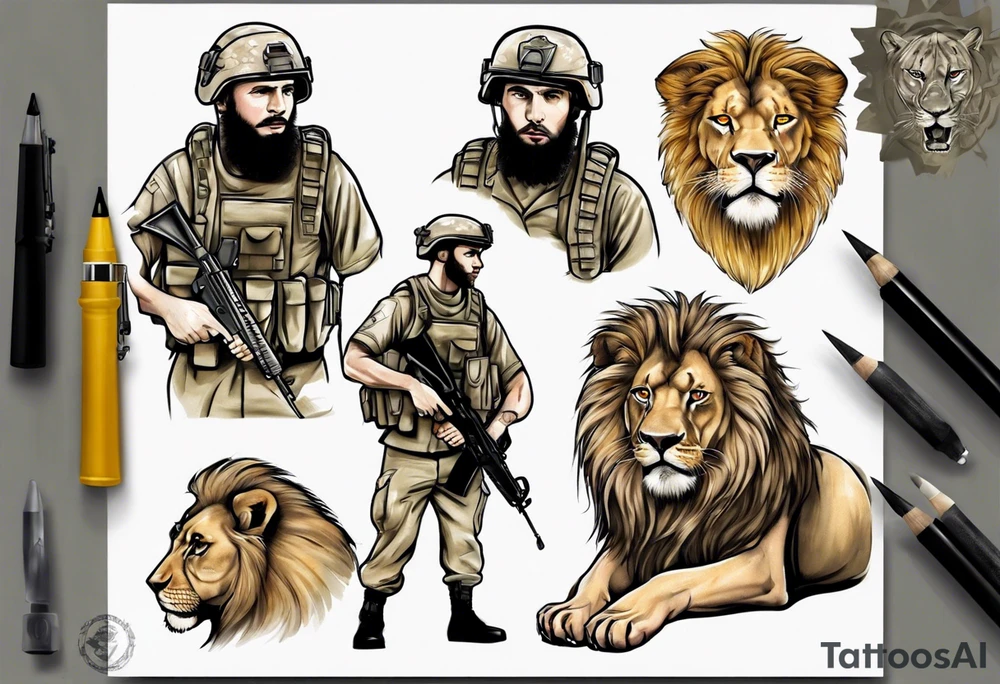 an israeli soldier with a lion tattoo idea