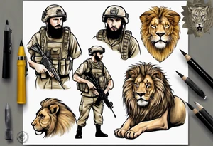 an israeli soldier with a lion tattoo idea