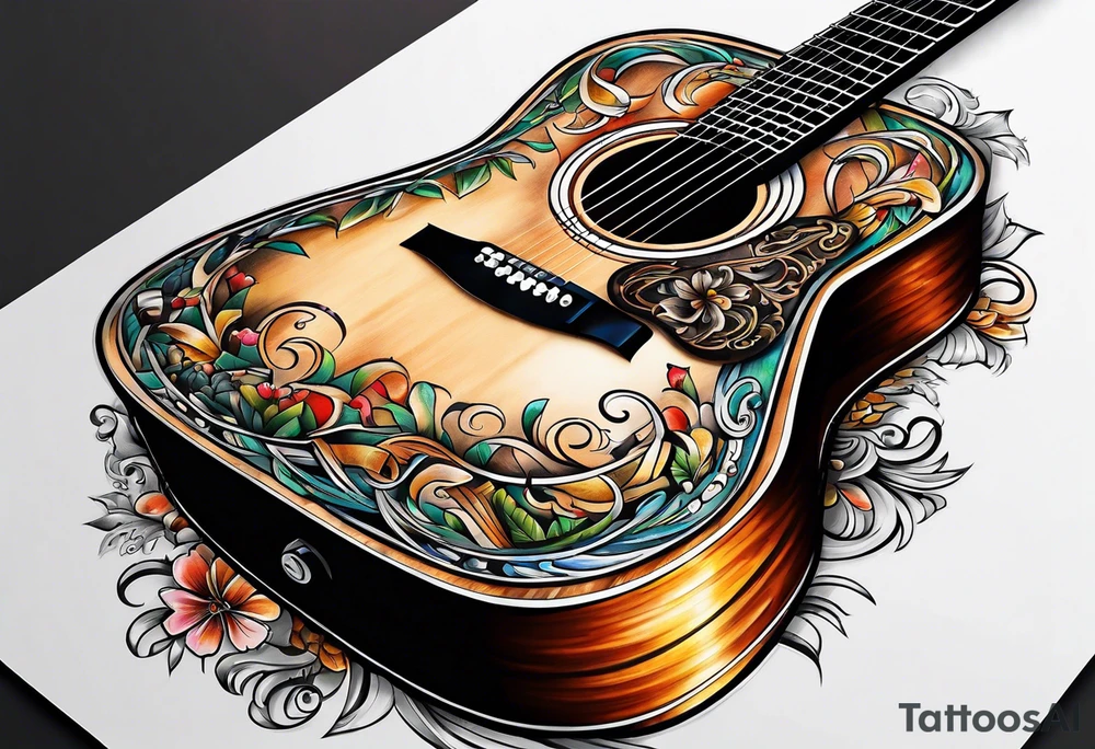 Acoustic guitar tattoo idea