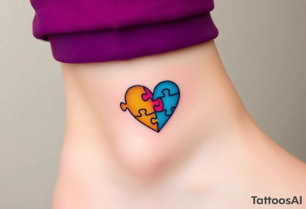 autism heart puzzle shape symbol tattoo idea