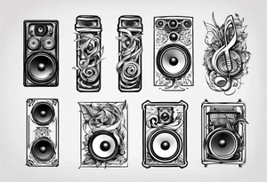 speaker, music staff tattoo idea